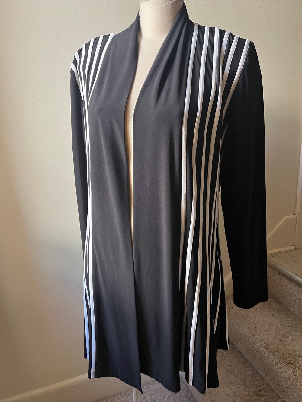 90s Joseph Ribkoff Black Jacket with Subtle White Pinstripes